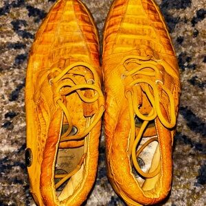 Wild West genuine crocodile handmade Orange /Tan Crocodile Pattern Shoes